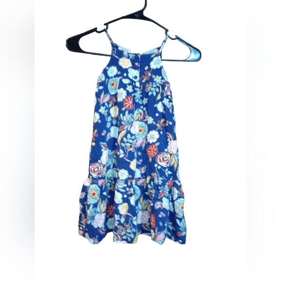 Genuine kids, from Oshkosh, 2t blue floral button up spaghetti strap sun dress - Picture 2 of 5